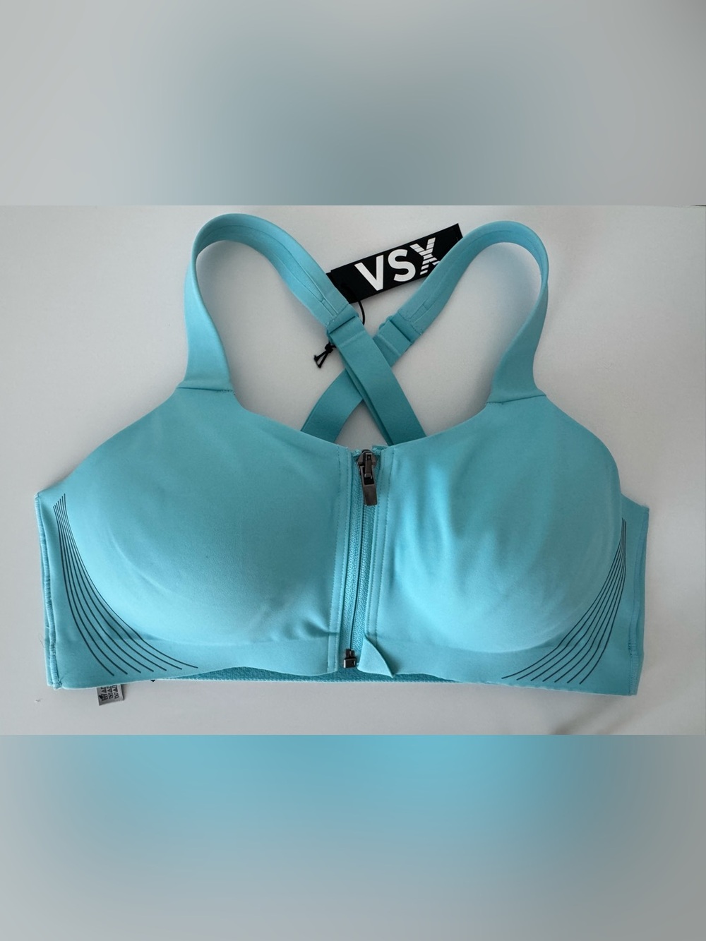 NWT Victoria’s Secret VSX Knockout 2.0 Front Zip Sports Bra 34C Rare Blue